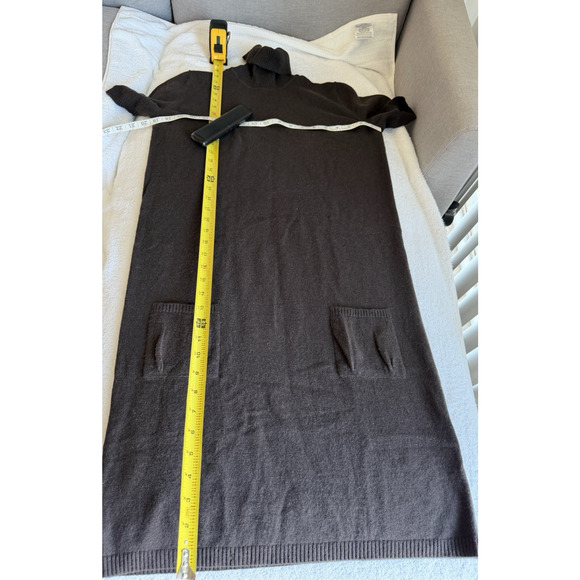 Malo 100% Cashmere Knee Length Fitted sweater Dress brown Italy Classic Sz-M - Picture 9 of 11